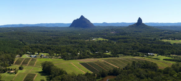 Hills and pasture of the Sunshine Coast hinterland