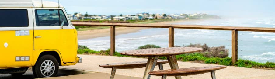 Minibus rental parked near Middleton beach