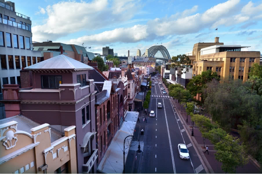 view of george street at the rocks in sydney view of george street at the rocks in sydney