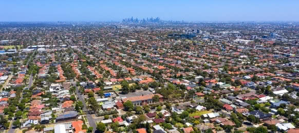 aerial view of houses in the melbourne suburb of preston victoria