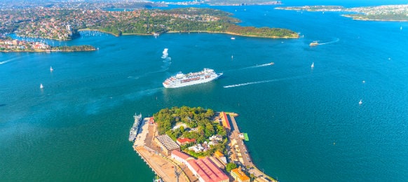 aerial view of garden island, sydney