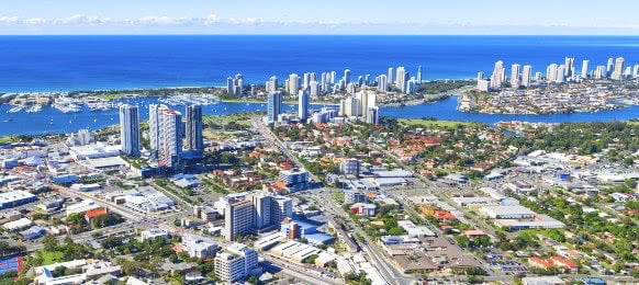 aerial view of southport, queensland