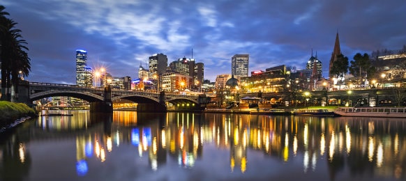 melbourne australia at night with princes bridge