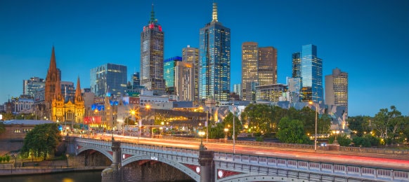melbourne during twilight blue hour