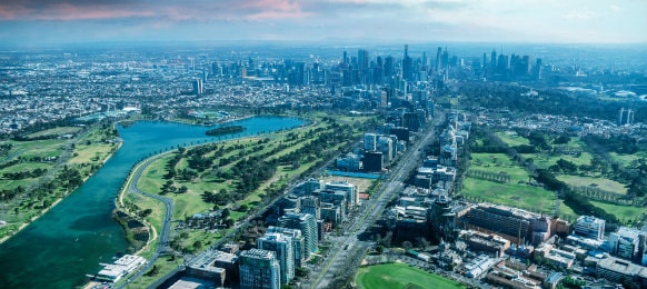 melbourne skyline on a sunny day